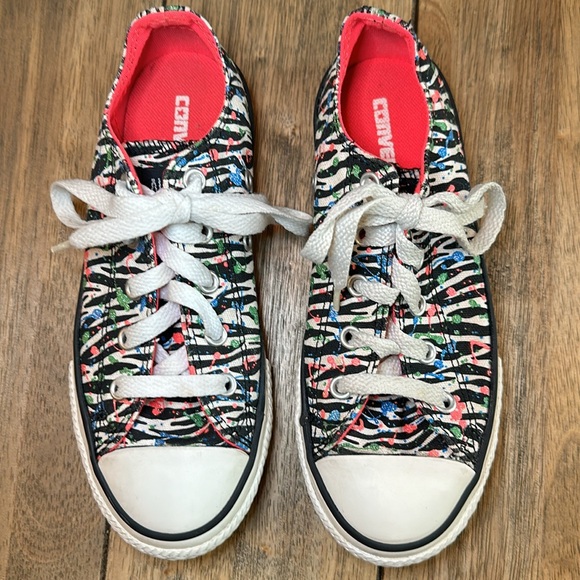 Converse Chuck Taylor Paint Splatter Glitter Zebra All Star Junior's Ox Low Top - Picture 5 of 12
